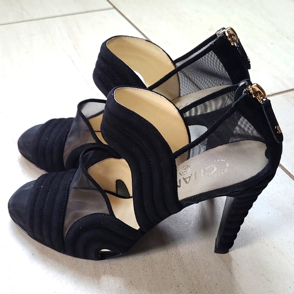 CHANEL Suede Mesh Zip Cap Toe Heels [size 37] - Picture 1 of 15